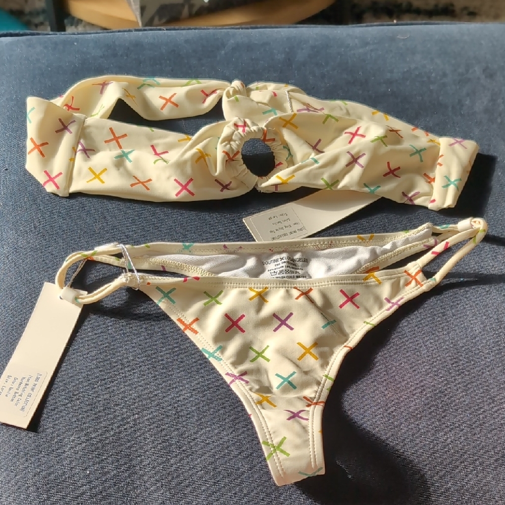 Boutine LA Logo Print Bandeau Bikini Set